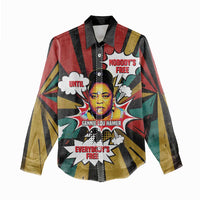 Fannie Lou Hamer Women Casual Shirt with Pop Art Comic Style Design Bold Quote and Civil Rights Tribute - Wonder Print Shop