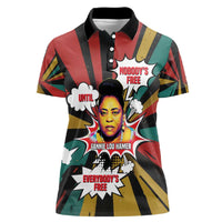 Fannie Lou Hamer Women Polo Shirt with Pop Art Comic Style Design Bold Quote and Civil Rights Tribute - Wonder Print Shop