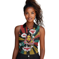 Fannie Lou Hamer Women Sleeveless Polo Shirt with Pop Art Comic Style Design Bold Quote and Civil Rights Tribute - Wonder Print Shop