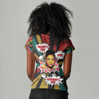 Fannie Lou Hamer Women V-Neck T-Shirt with Pop Art Comic Style Design Bold Quote and Civil Rights Tribute - Wonder Print Shop
