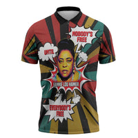 Fannie Lou Hamer Zipper Polo Shirt with Pop Art Comic Style Design Bold Quote and Civil Rights Tribute - Wonder Print Shop