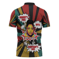 Fannie Lou Hamer Zipper Polo Shirt with Pop Art Comic Style Design Bold Quote and Civil Rights Tribute - Wonder Print Shop