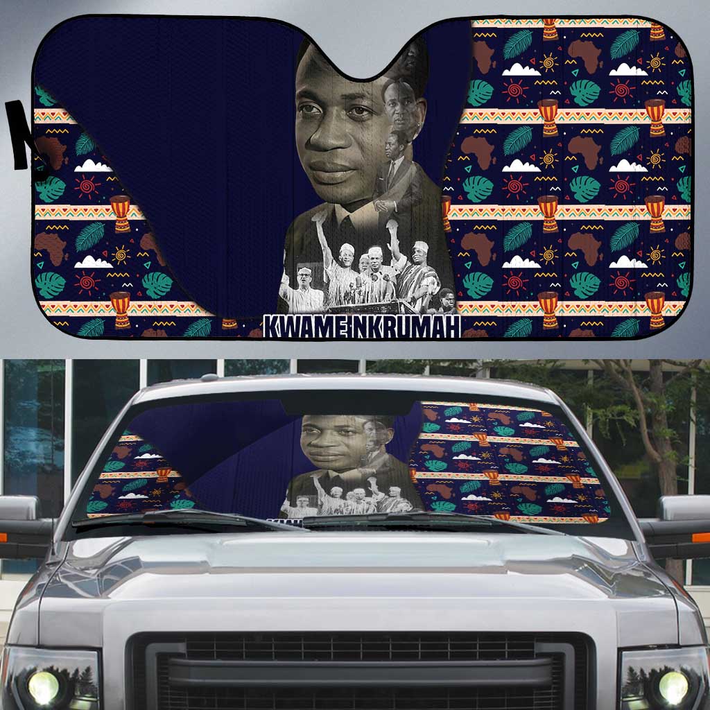 Kwame Nkrumah Auto Sun Shade Ghana Pan-African Print Design Portrait and Anti-Colonial Legacy Tribute - Wonder Print Shop