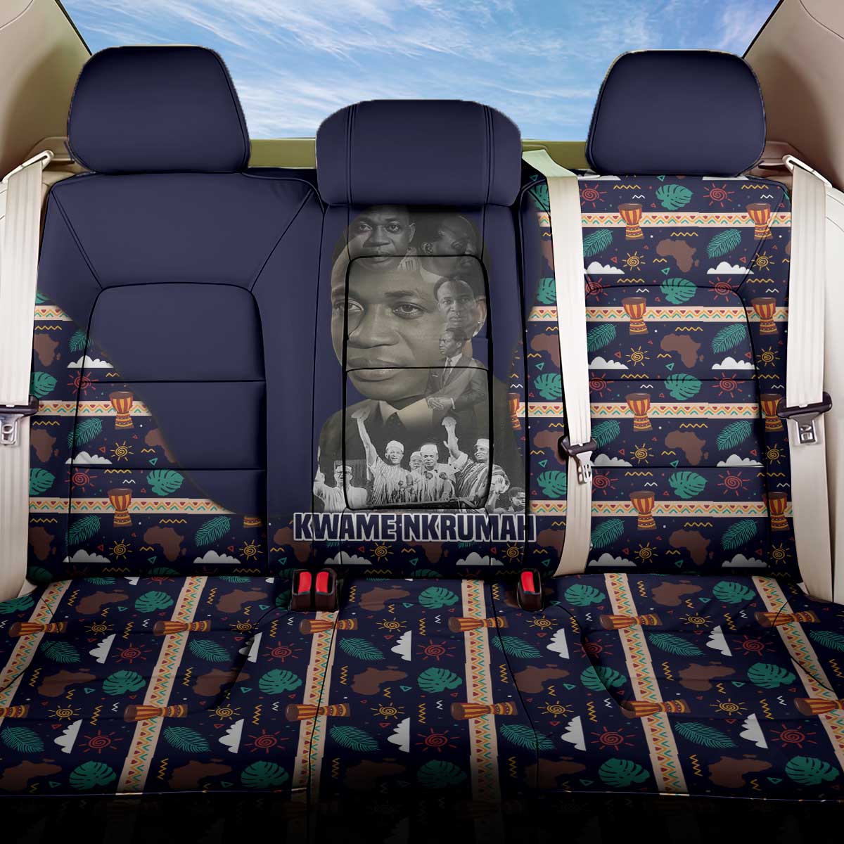 Kwame Nkrumah Back Car Seat Cover Ghana Pan-African Print Design Portrait and Anti-Colonial Legacy Tribute - Wonder Print Shop