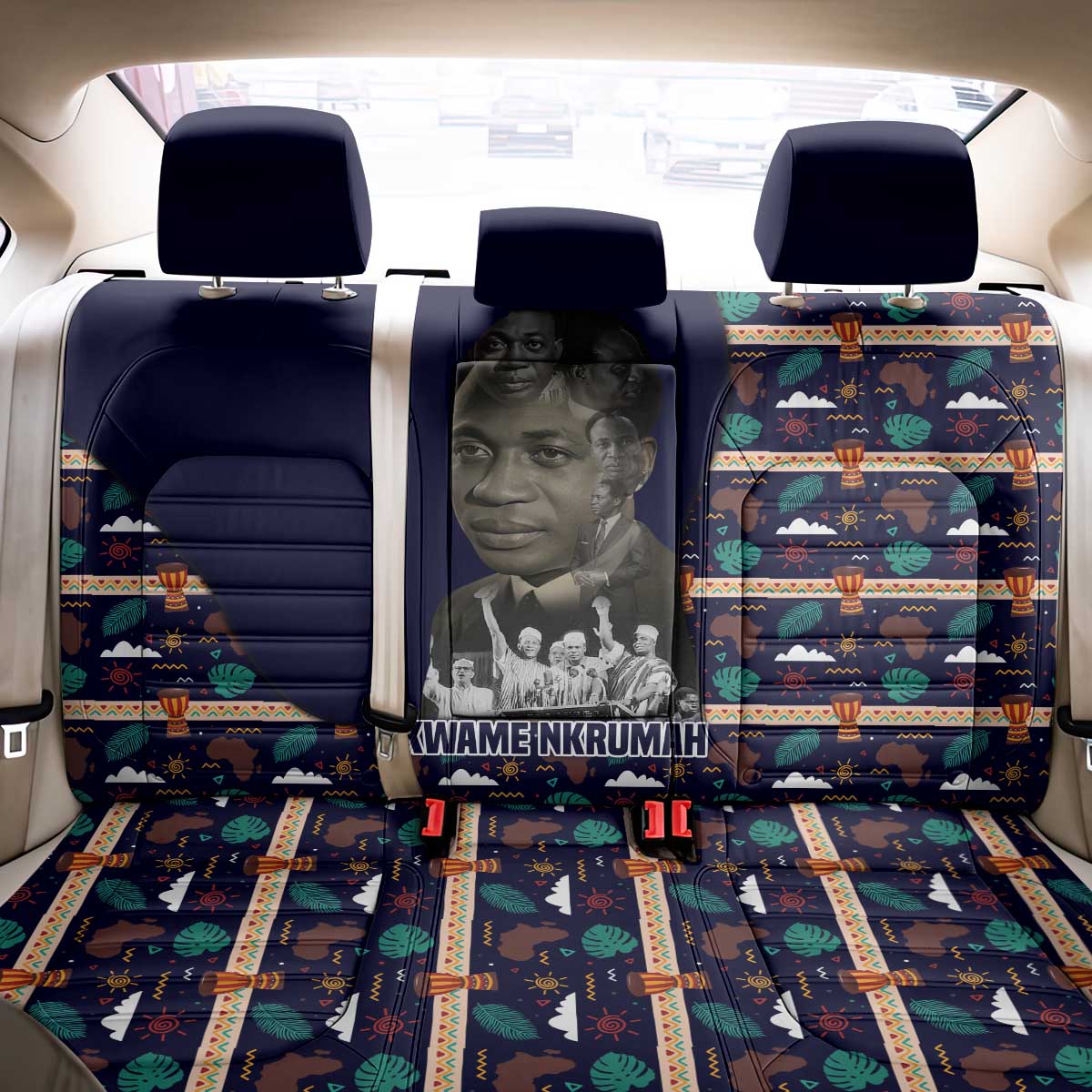 Kwame Nkrumah Back Car Seat Cover Ghana Pan-African Print Design Portrait and Anti-Colonial Legacy Tribute - Wonder Print Shop