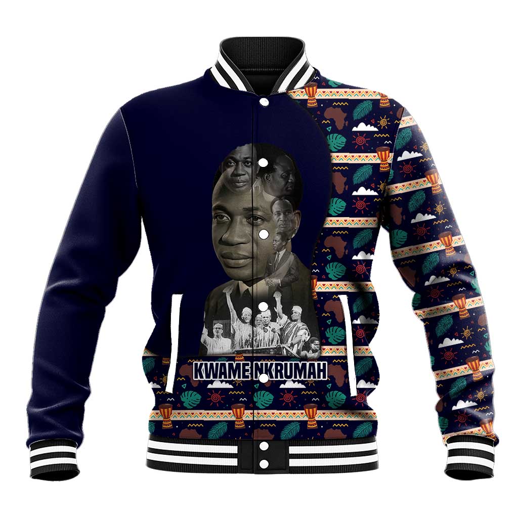 Kwame Nkrumah Baseball Jacket Ghana Pan-African Print Design Portrait and Anti-Colonial Legacy Tribute - Wonder Print Shop