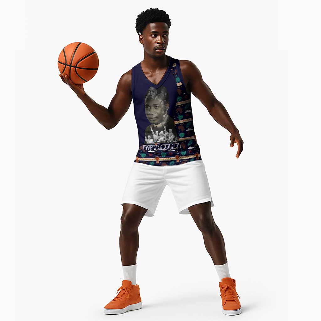 Kwame Nkrumah Basketball Jersey Ghana Pan-African Print Design Portrait and Anti-Colonial Legacy Tribute - Wonder Print Shop