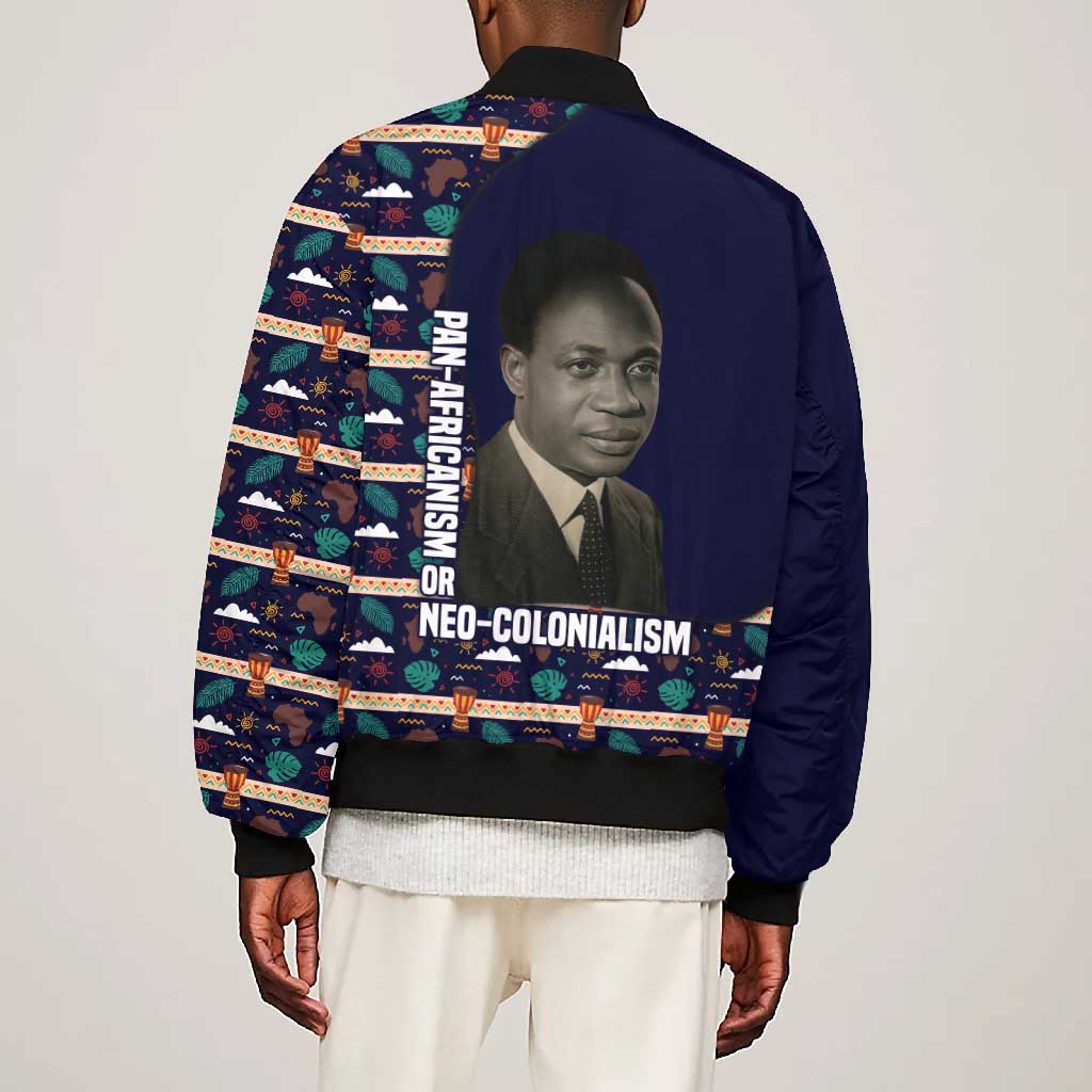Kwame Nkrumah Bomber Jacket Ghana Pan-African Print Design Portrait and Anti-Colonial Legacy Tribute - Wonder Print Shop