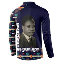 Kwame Nkrumah Button Sweatshirt Ghana Pan-African Print Design Portrait and Anti-Colonial Legacy Tribute