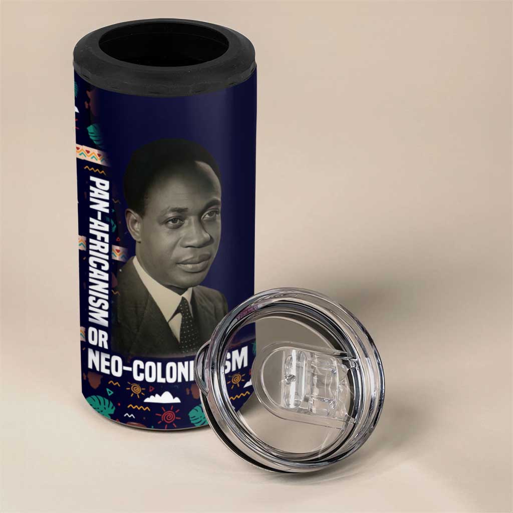 Kwame Nkrumah 4 in 1 Can Cooler Tumbler Ghana Pan-African Print Design Portrait and Anti-Colonial Legacy Tribute - Wonder Print Shop