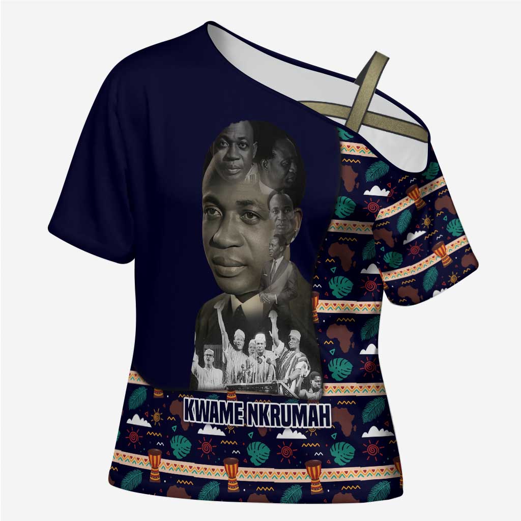 Kwame Nkrumah Cross Shoulder Shirt Ghana Pan-African Print Design Portrait and Anti-Colonial Legacy Tribute - Wonder Print Shop
