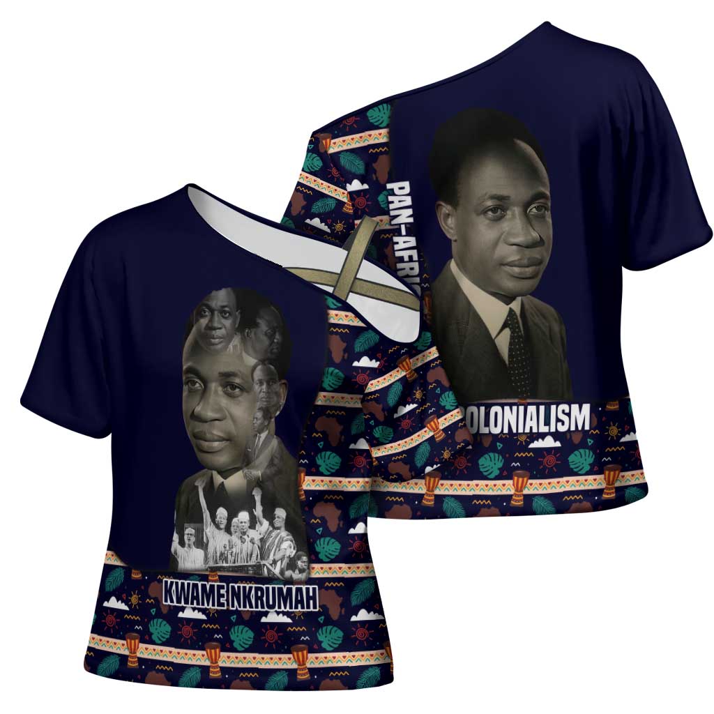 Kwame Nkrumah Cross Shoulder Shirt Ghana Pan-African Print Design Portrait and Anti-Colonial Legacy Tribute - Wonder Print Shop