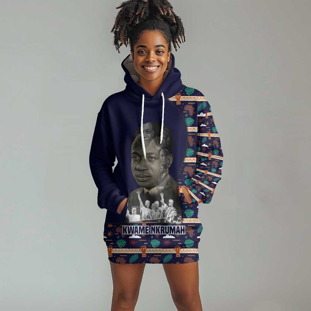 Kwame Nkrumah Hoodie Dress Ghana Pan-African Print Design Portrait and Anti-Colonial Legacy Tribute - Wonder Print Shop
