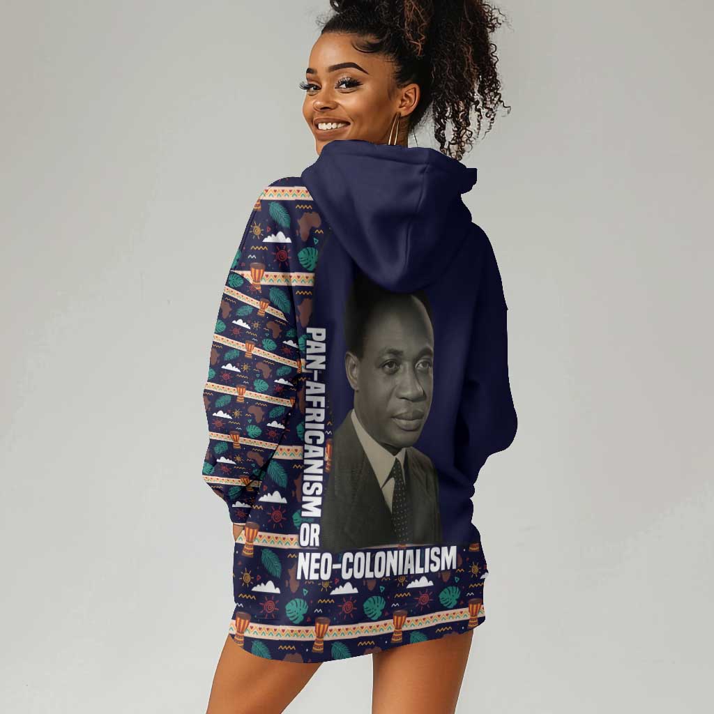 Kwame Nkrumah Hoodie Dress Ghana Pan-African Print Design Portrait and Anti-Colonial Legacy Tribute - Wonder Print Shop