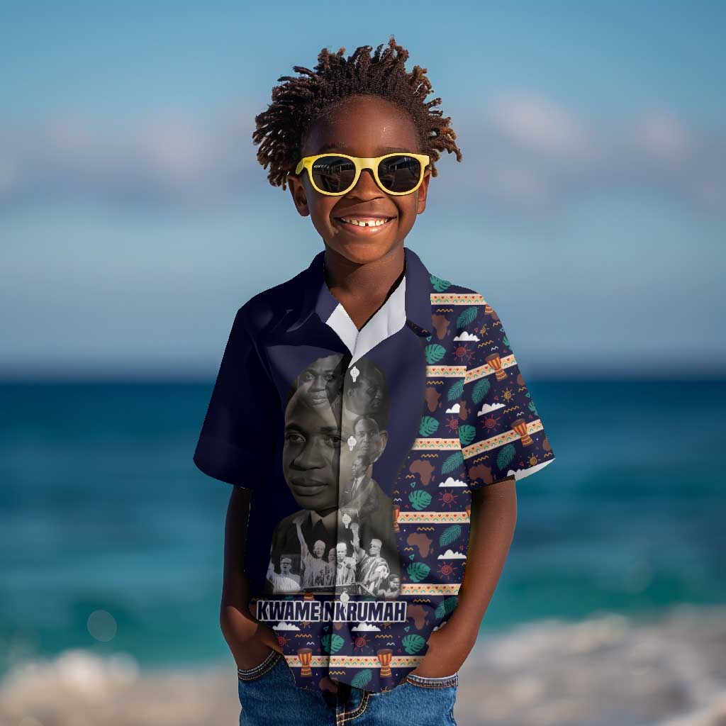 Kwame Nkrumah Kid Hawaiian Shirt Ghana Pan-African Print Design Portrait and Anti-Colonial Legacy Tribute - Wonder Print Shop