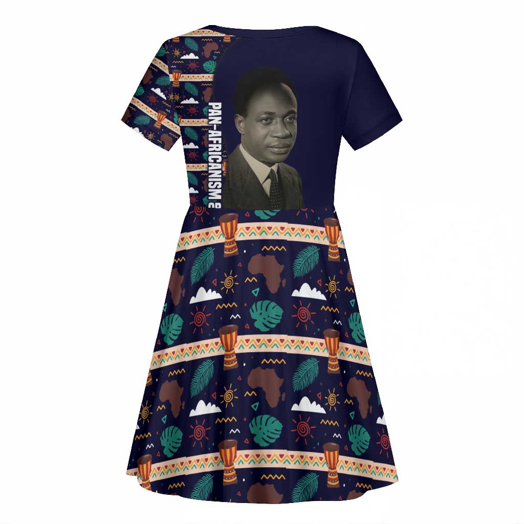 Kwame Nkrumah Kid Short Sleeve Dress Ghana Pan-African Print Design Portrait and Anti-Colonial Legacy Tribute - Wonder Print Shop