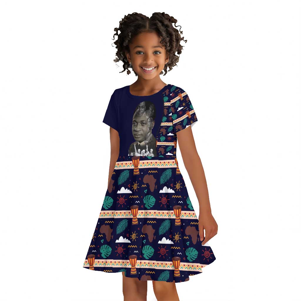 Kwame Nkrumah Kid Short Sleeve Dress Ghana Pan-African Print Design Portrait and Anti-Colonial Legacy Tribute - Wonder Print Shop