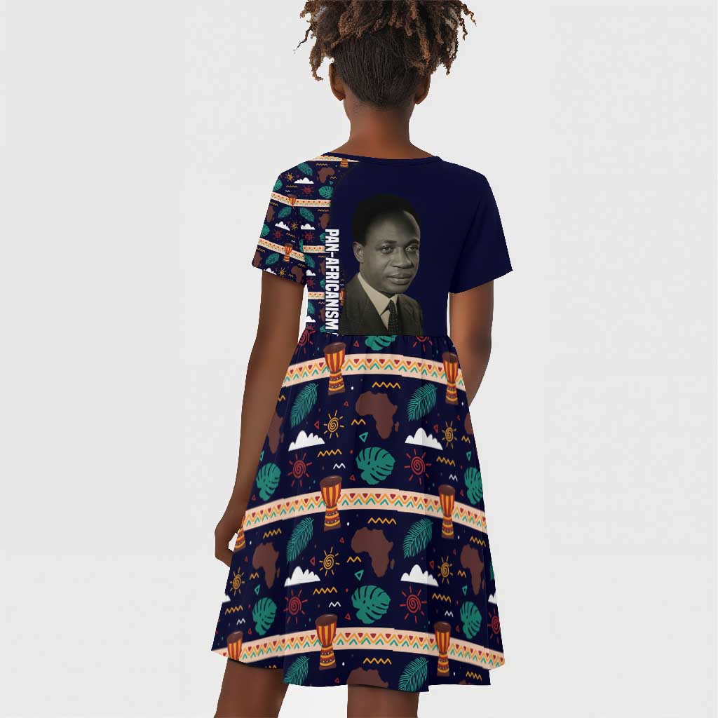 Kwame Nkrumah Kid Short Sleeve Dress Ghana Pan-African Print Design Portrait and Anti-Colonial Legacy Tribute - Wonder Print Shop