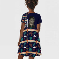 Kwame Nkrumah Kid Short Sleeve Dress Ghana Pan-African Print Design Portrait and Anti-Colonial Legacy Tribute - Wonder Print Shop