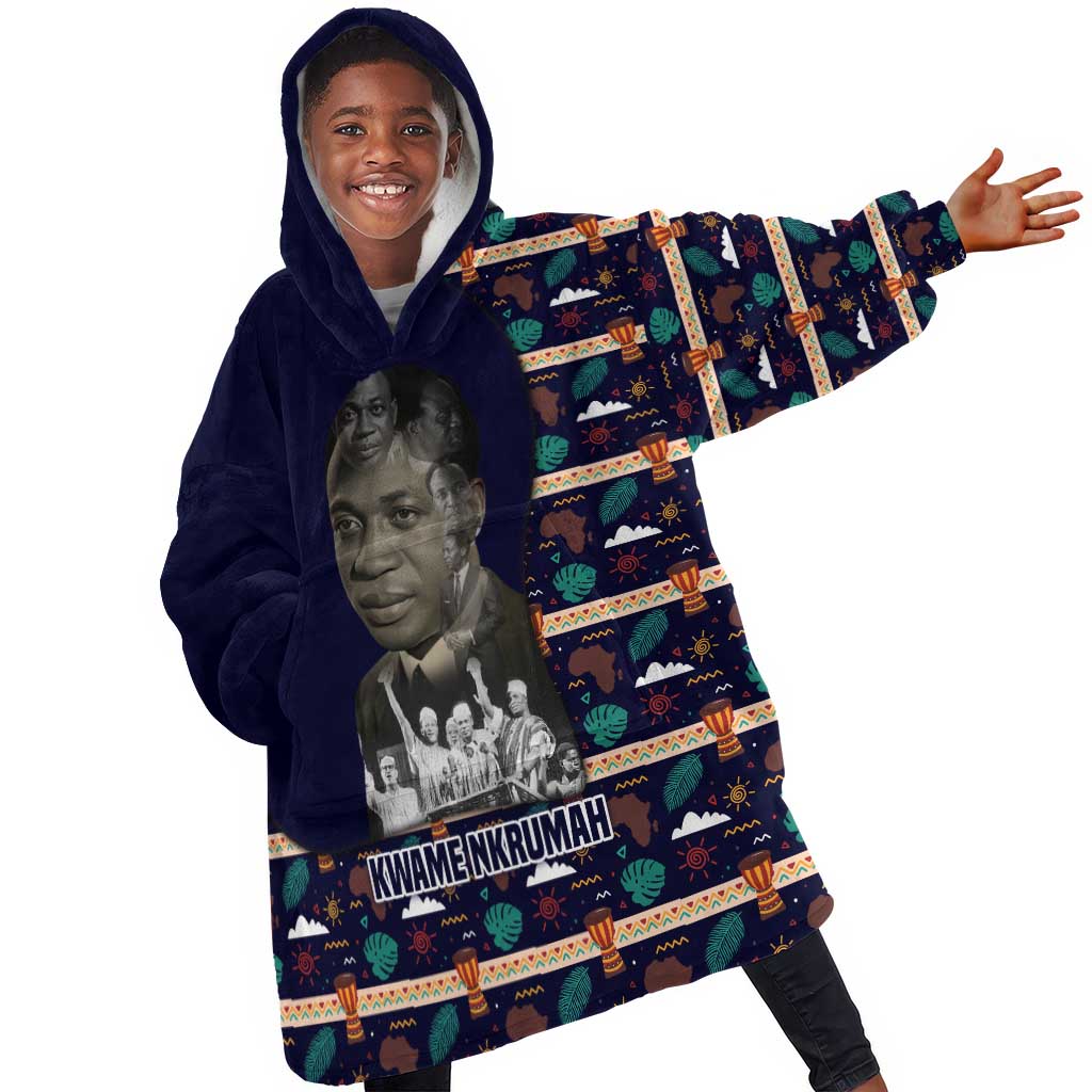 Kwame Nkrumah Kid Wearable Blanket Hoodie Ghana Pan-African Print Design Portrait and Anti-Colonial Legacy Tribute - Wonder Print Shop