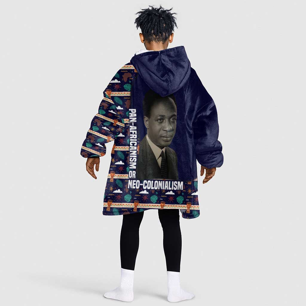 Kwame Nkrumah Kid Wearable Blanket Hoodie Ghana Pan-African Print Design Portrait and Anti-Colonial Legacy Tribute - Wonder Print Shop