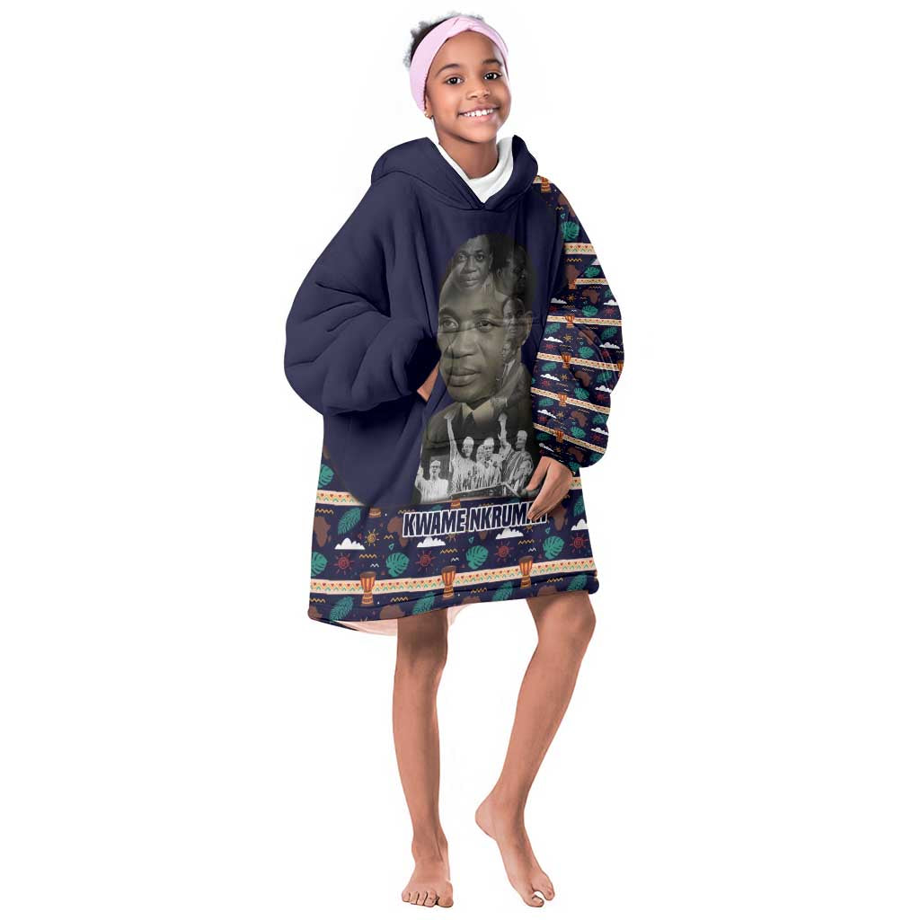 Kwame Nkrumah Kid Wearable Blanket Hoodie Ghana Pan-African Print Design Portrait and Anti-Colonial Legacy Tribute - Wonder Print Shop