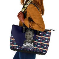 Kwame Nkrumah Leather Tote Bag Ghana Pan-African Print Design Portrait and Anti-Colonial Legacy Tribute - Wonder Print Shop