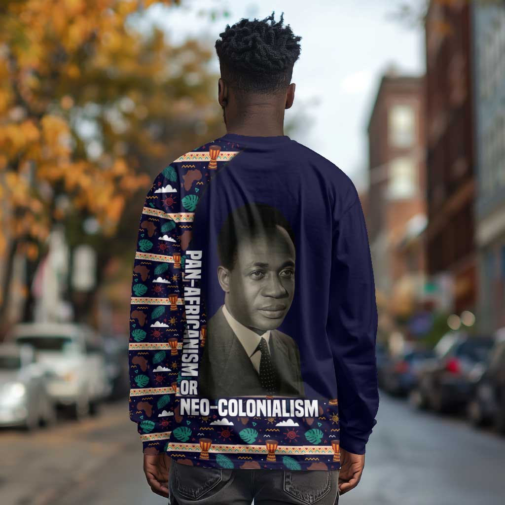 Kwame Nkrumah Long Sleeve Shirt Ghana Pan-African Print Design Portrait and Anti-Colonial Legacy Tribute - Wonder Print Shop