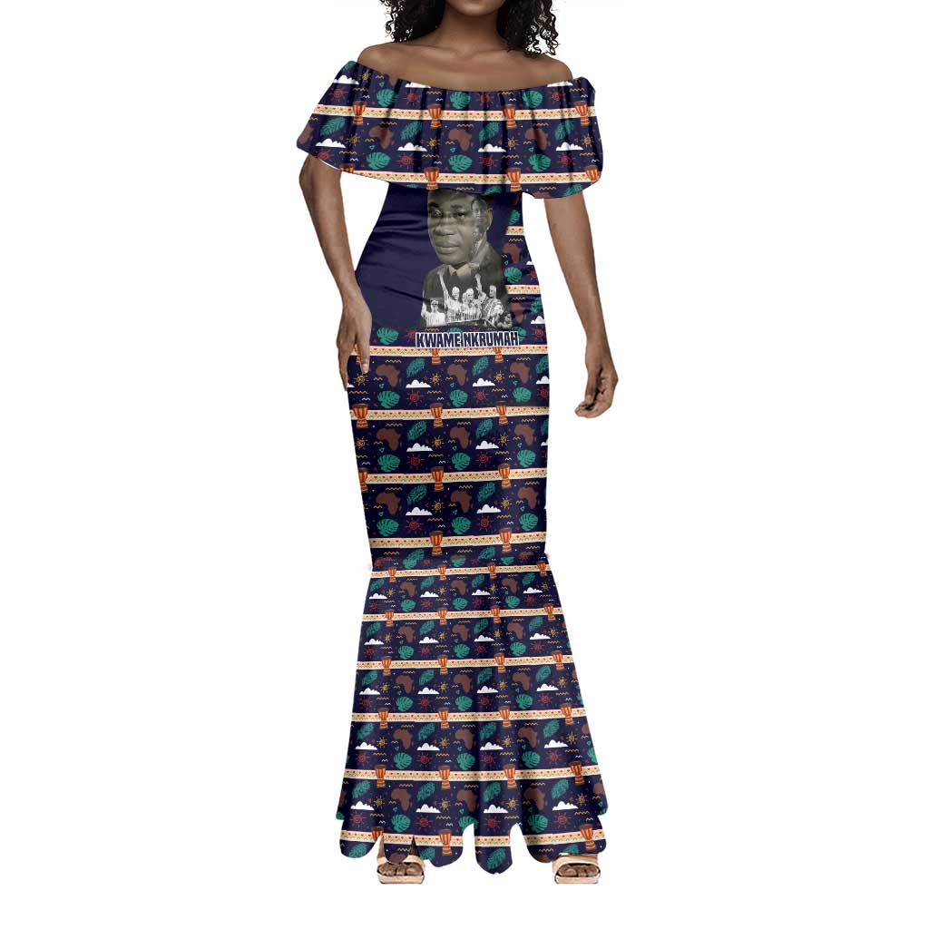 Kwame Nkrumah Mermaid Dress Ghana Pan-African Print Design Portrait and Anti-Colonial Legacy Tribute - Wonder Print Shop