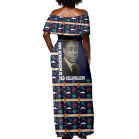 Kwame Nkrumah Off Shoulder Maxi Dress Ghana Pan-African Print Design Portrait and Anti-Colonial Legacy Tribute - Wonder Print Shop