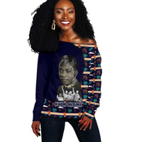 Kwame Nkrumah Off Shoulder Sweater Ghana Pan-African Print Design Portrait and Anti-Colonial Legacy Tribute - Wonder Print Shop