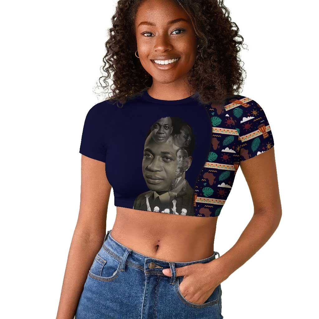 Kwame Nkrumah Raglan Cropped T shirt Ghana Pan-African Print Design Portrait and Anti-Colonial Legacy Tribute - Wonder Print Shop