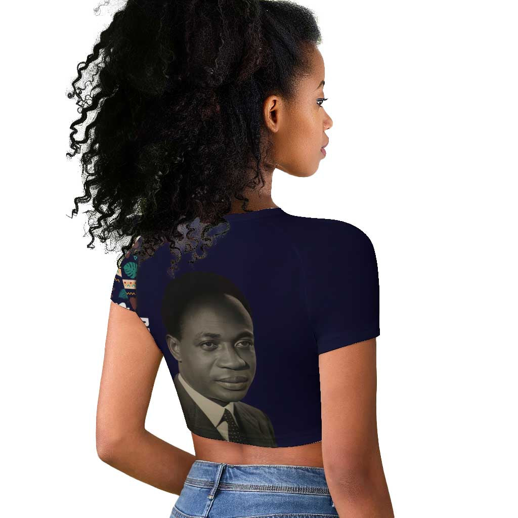 Kwame Nkrumah Raglan Cropped T shirt Ghana Pan-African Print Design Portrait and Anti-Colonial Legacy Tribute - Wonder Print Shop