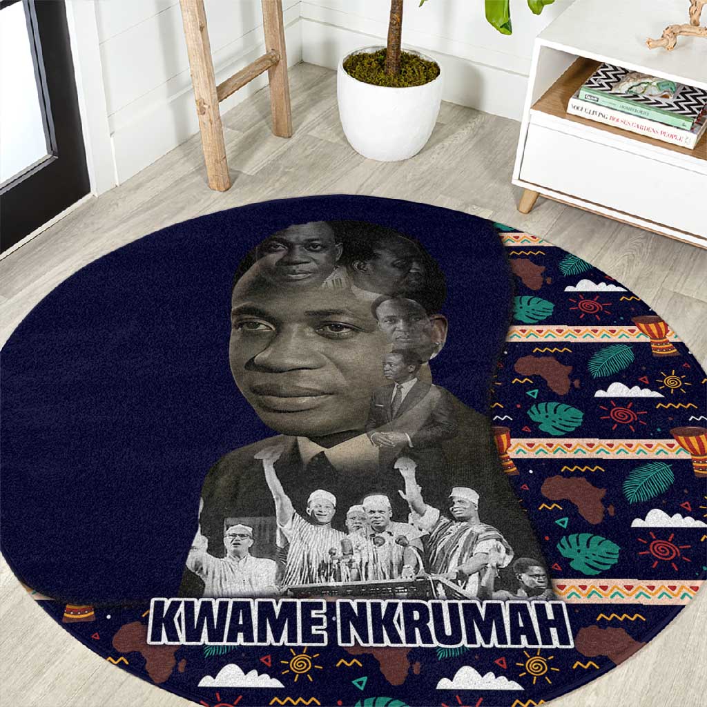 Kwame Nkrumah Round Carpet Ghana Pan-African Print Design Portrait and Anti-Colonial Legacy Tribute - Wonder Print Shop