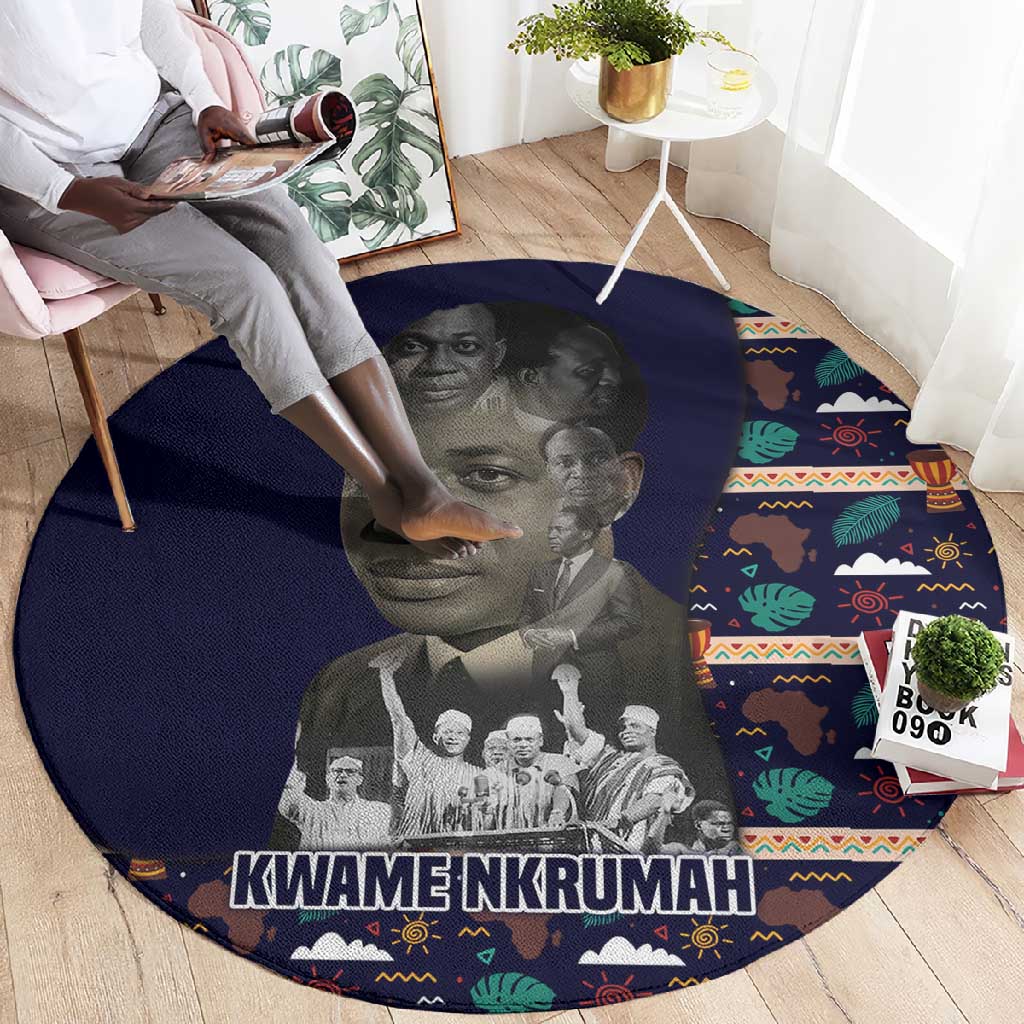 Kwame Nkrumah Round Carpet Ghana Pan-African Print Design Portrait and Anti-Colonial Legacy Tribute - Wonder Print Shop
