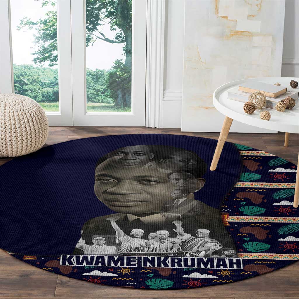 Kwame Nkrumah Round Carpet Ghana Pan-African Print Design Portrait and Anti-Colonial Legacy Tribute - Wonder Print Shop