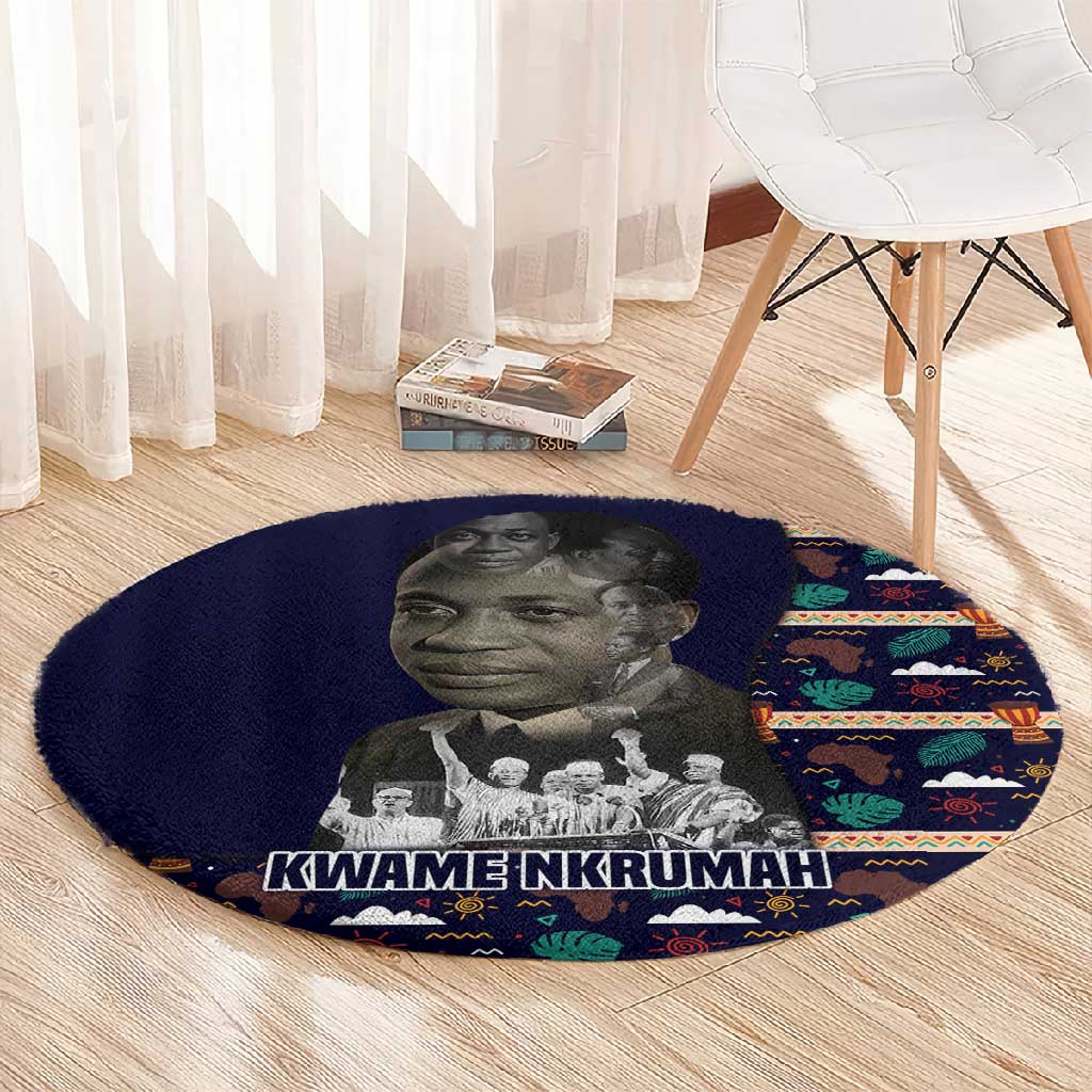 Kwame Nkrumah Round Carpet Ghana Pan-African Print Design Portrait and Anti-Colonial Legacy Tribute - Wonder Print Shop