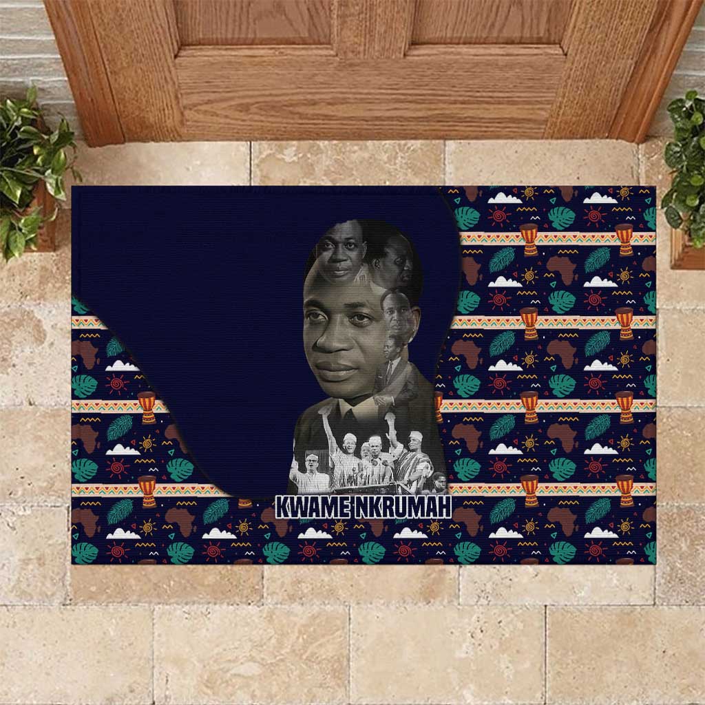 Kwame Nkrumah Rubber Doormat Ghana Pan-African Print Design Portrait and Anti-Colonial Legacy Tribute - Wonder Print Shop
