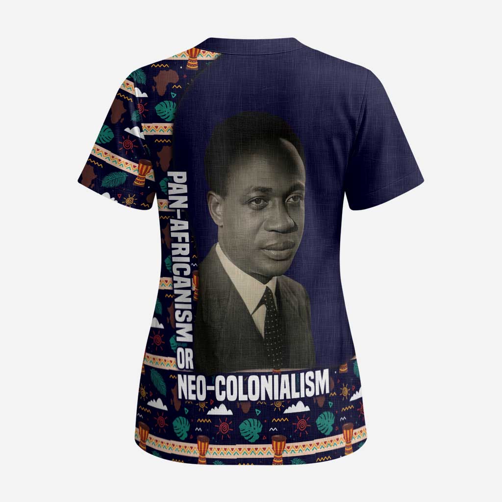 Kwame Nkrumah Scrub Top Ghana Pan-African Print Design Portrait and Anti-Colonial Legacy Tribute - Wonder Print Shop
