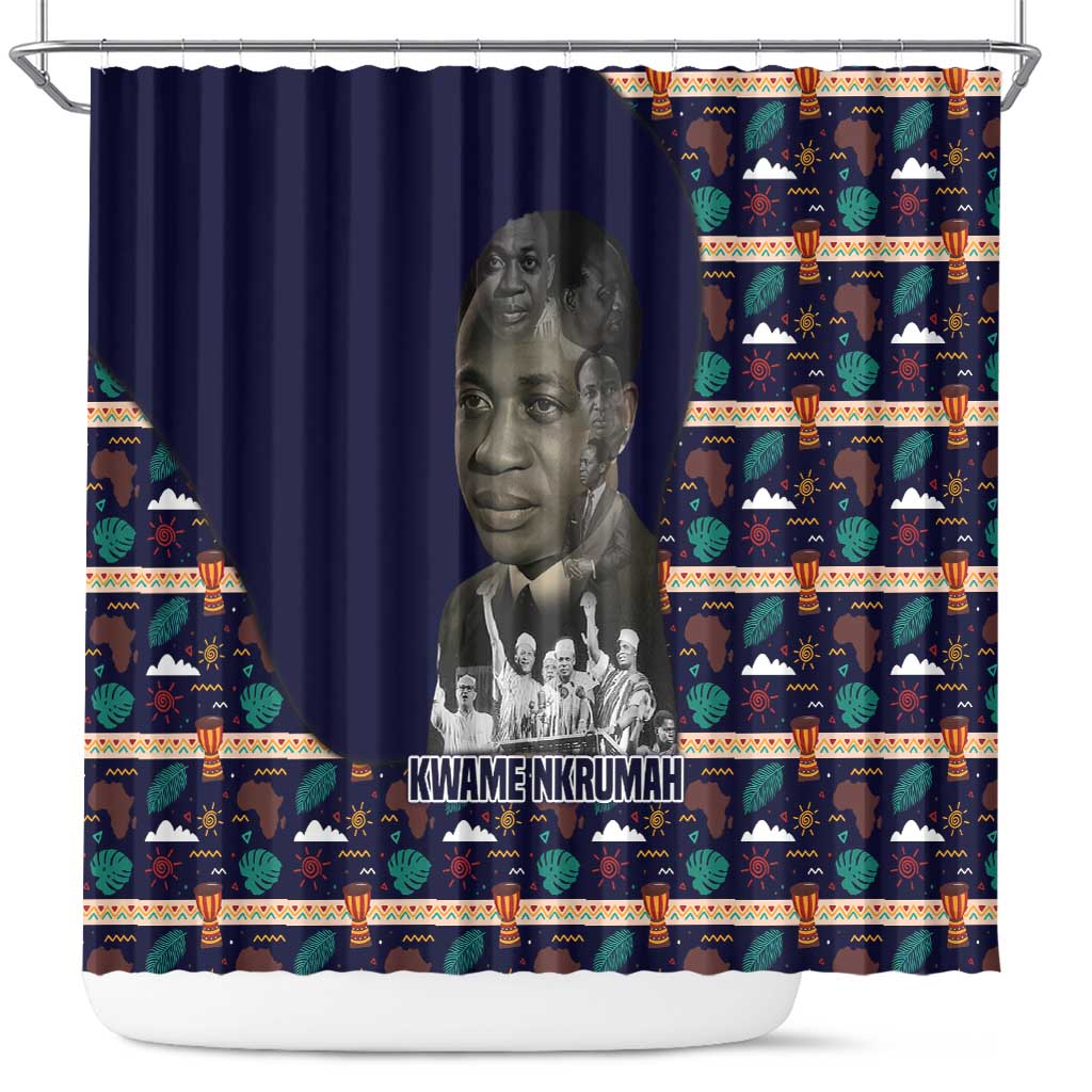 Kwame Nkrumah Shower Curtain Ghana Pan-African Print Design Portrait and Anti-Colonial Legacy Tribute - Wonder Print Shop