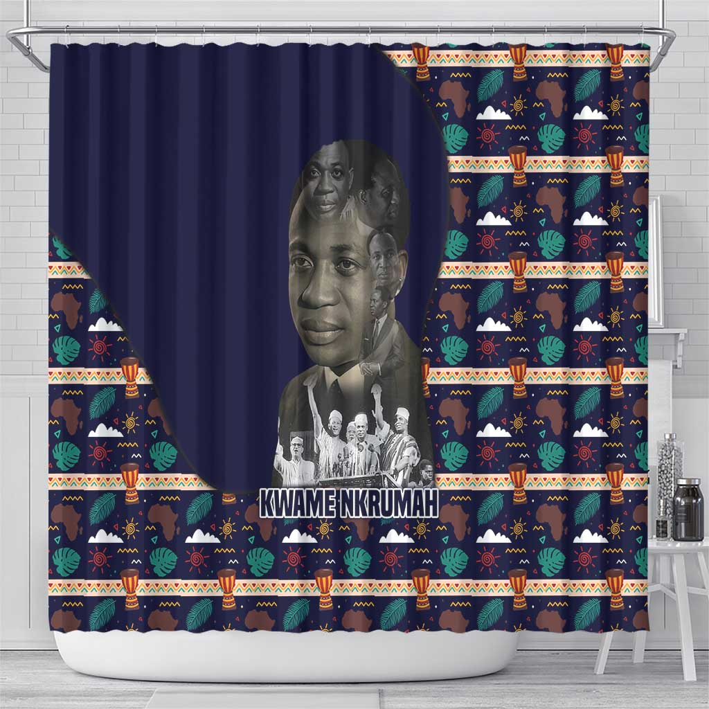 Kwame Nkrumah Shower Curtain Ghana Pan-African Print Design Portrait and Anti-Colonial Legacy Tribute - Wonder Print Shop