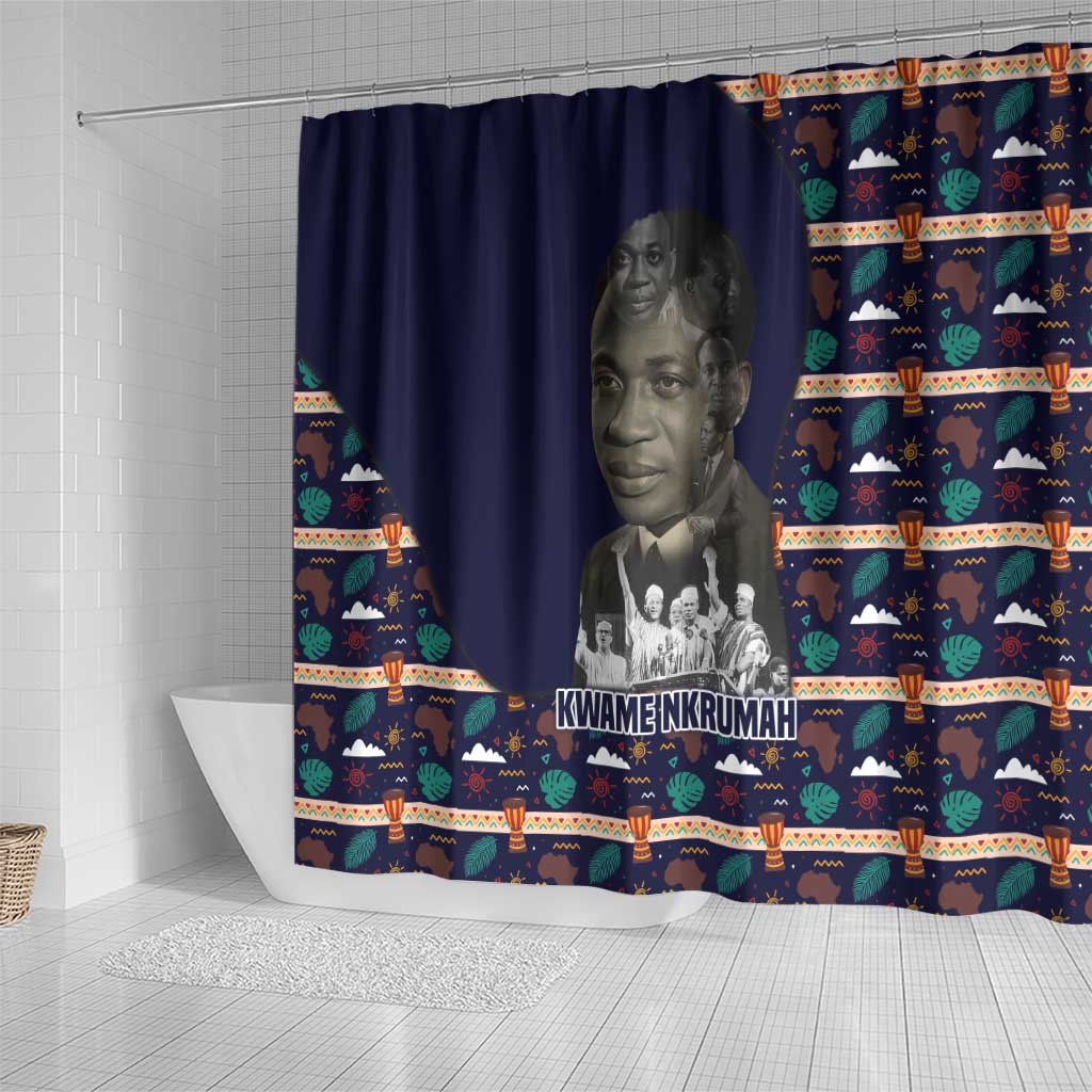 Kwame Nkrumah Shower Curtain Ghana Pan-African Print Design Portrait and Anti-Colonial Legacy Tribute - Wonder Print Shop