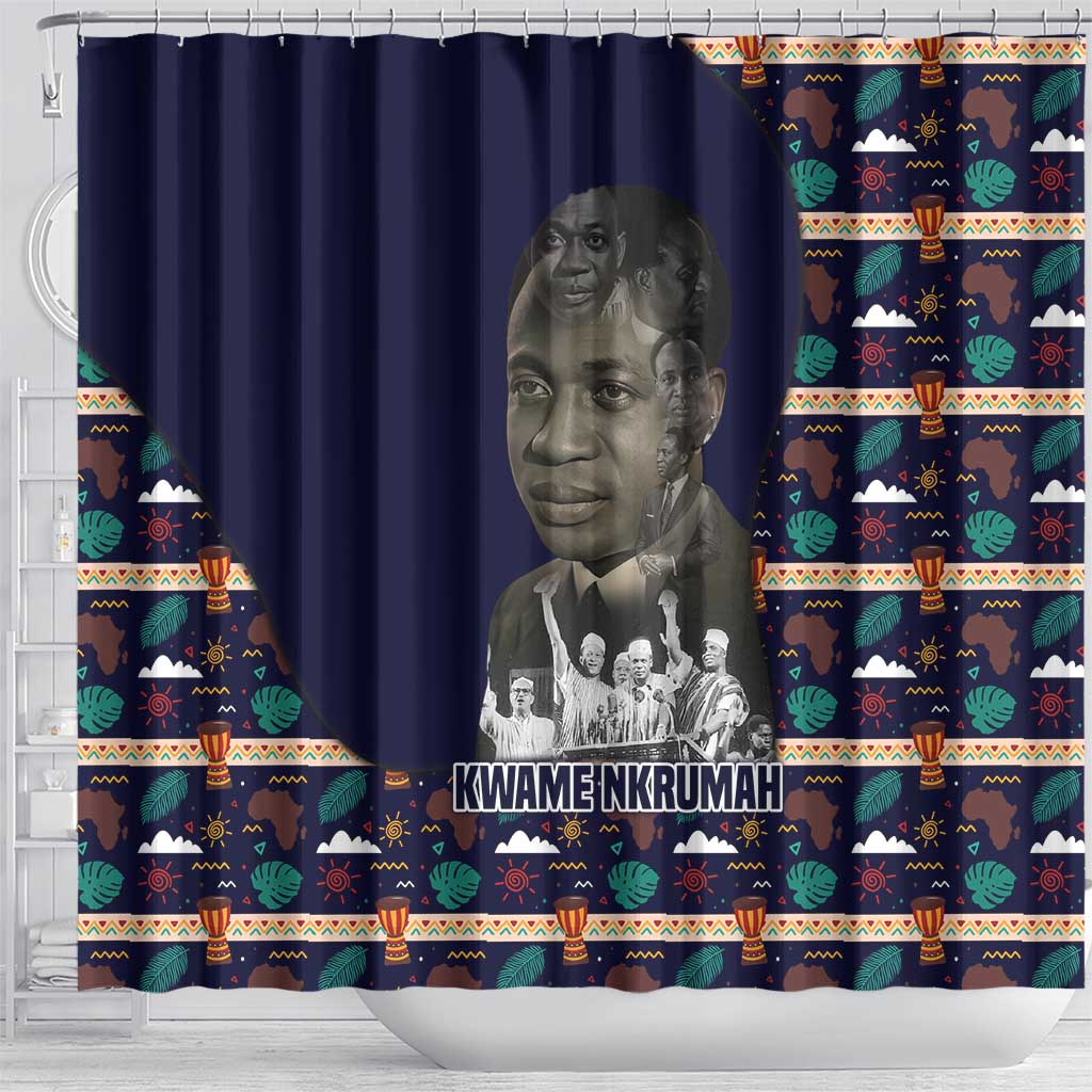 Kwame Nkrumah Shower Curtain Ghana Pan-African Print Design Portrait and Anti-Colonial Legacy Tribute - Wonder Print Shop