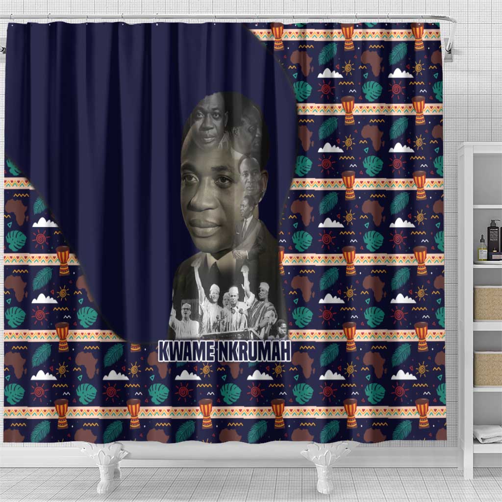 Kwame Nkrumah Shower Curtain Ghana Pan-African Print Design Portrait and Anti-Colonial Legacy Tribute - Wonder Print Shop