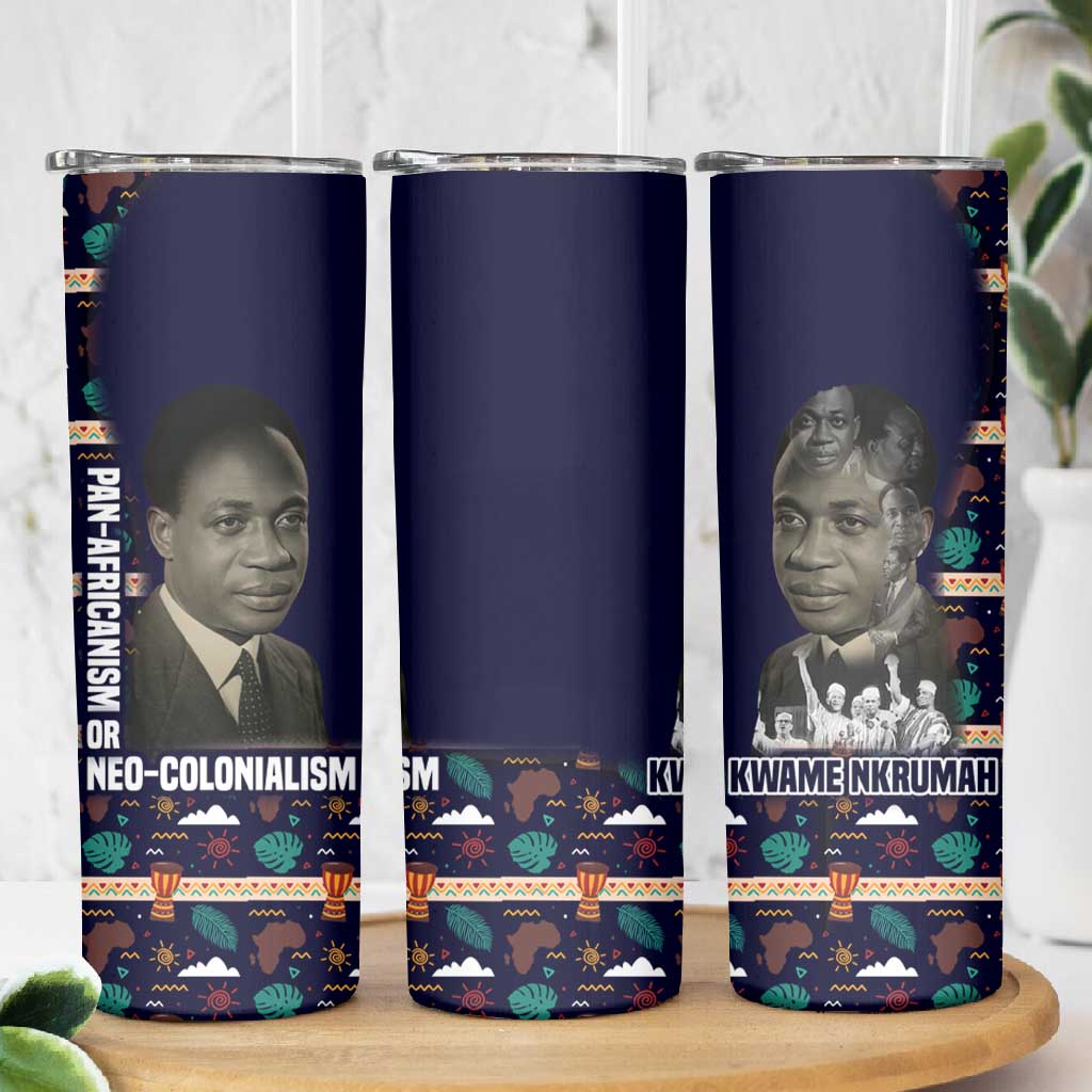 Kwame Nkrumah Skinny Tumbler Ghana Pan-African Print Design Portrait and Anti-Colonial Legacy Tribute - Wonder Print Shop