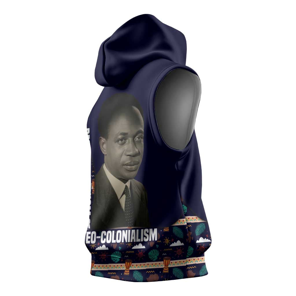 Kwame Nkrumah Sleeveless Hoodie Ghana Pan-African Print Design Portrait and Anti-Colonial Legacy Tribute - Wonder Print Shop