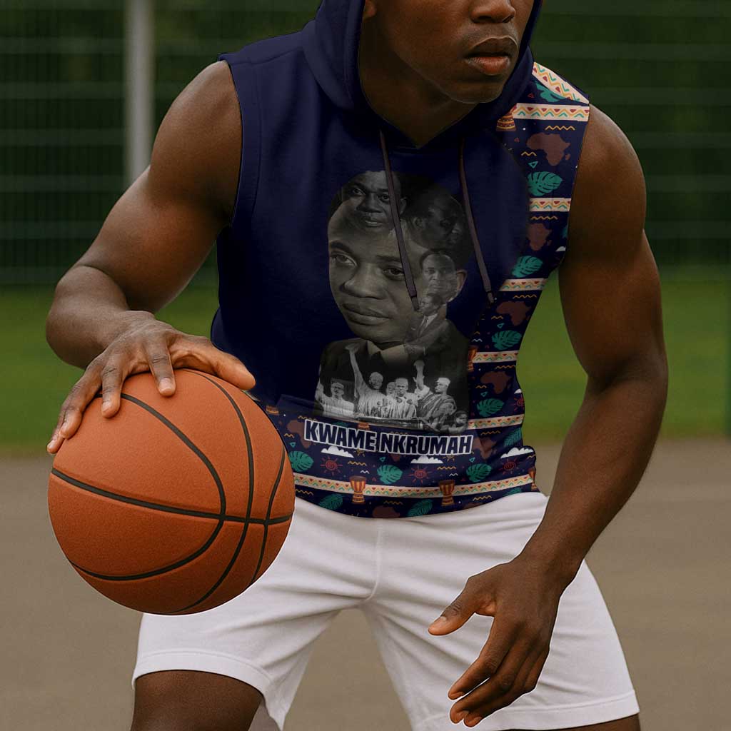 Kwame Nkrumah Sleeveless Hoodie Ghana Pan-African Print Design Portrait and Anti-Colonial Legacy Tribute - Wonder Print Shop