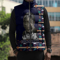 Kwame Nkrumah Sleeveless Puffer Jacket Ghana Pan-African Print Design Portrait and Anti-Colonial Legacy Tribute - Wonder Print Shop