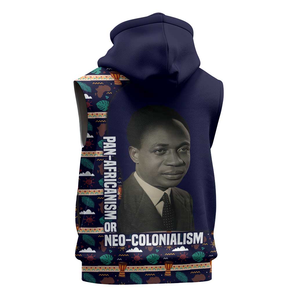 Kwame Nkrumah Sleeveless Zip Hoodie Ghana Pan-African Print Design Portrait and Anti-Colonial Legacy Tribute - Wonder Print Shop