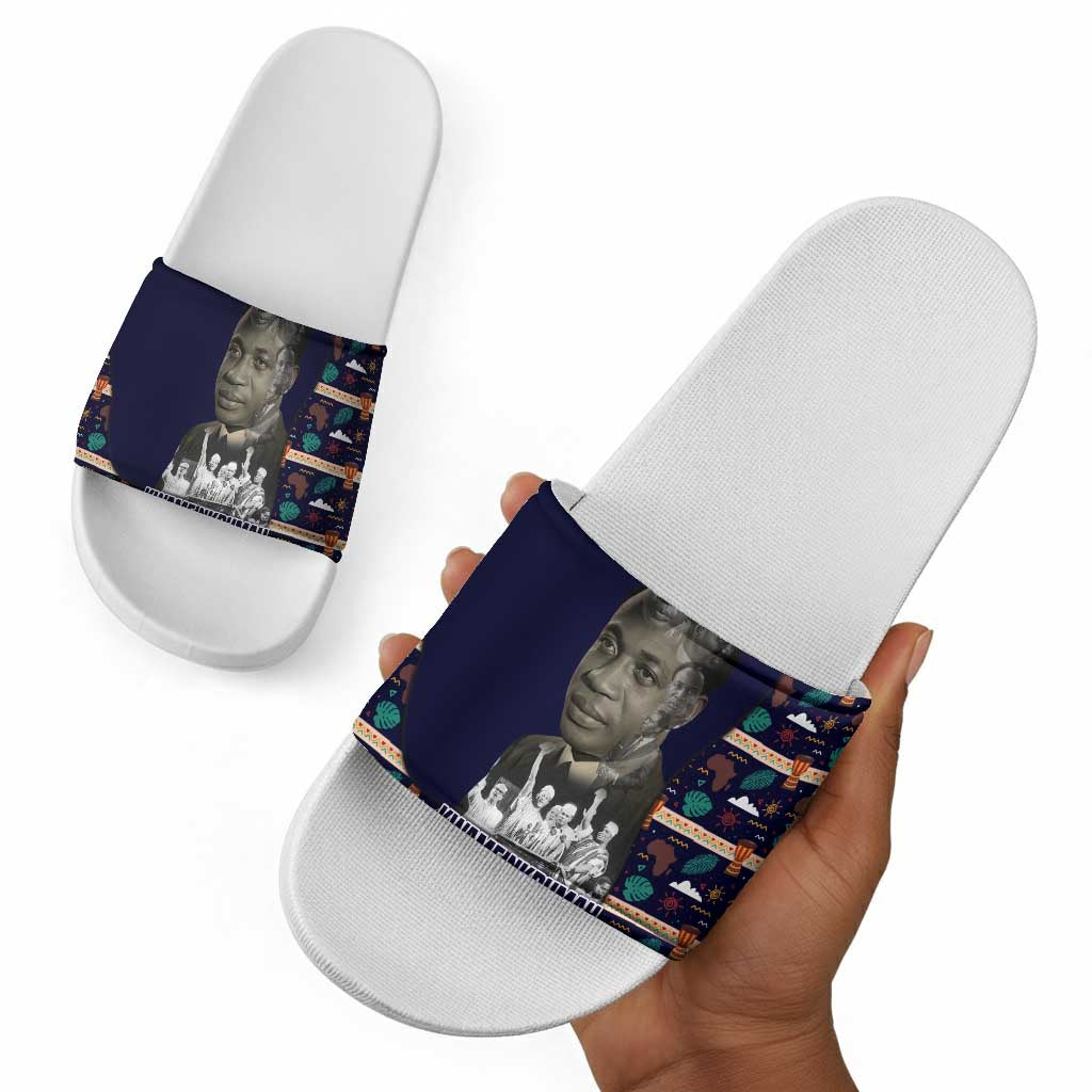 Kwame Nkrumah Slide Sandals Ghana Pan-African Print Design Portrait and Anti-Colonial Legacy Tribute - Wonder Print Shop